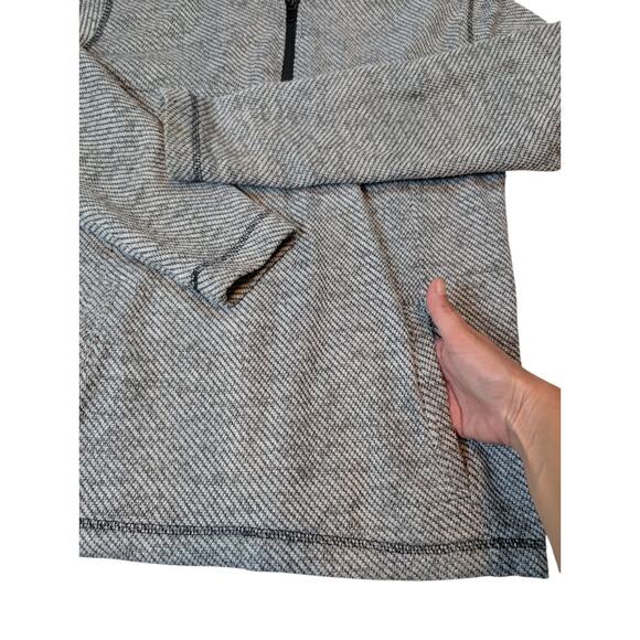 BKE Declan Men’s M White Gray Black Textured 1/4 Zip Fleece Lined Hooded Sweater - Picture 7 of 8